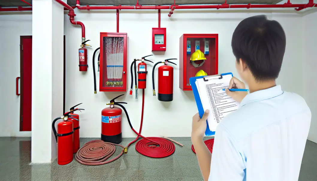 Cư dân và nhân viên tham gia buổi diễn tập PCCC.